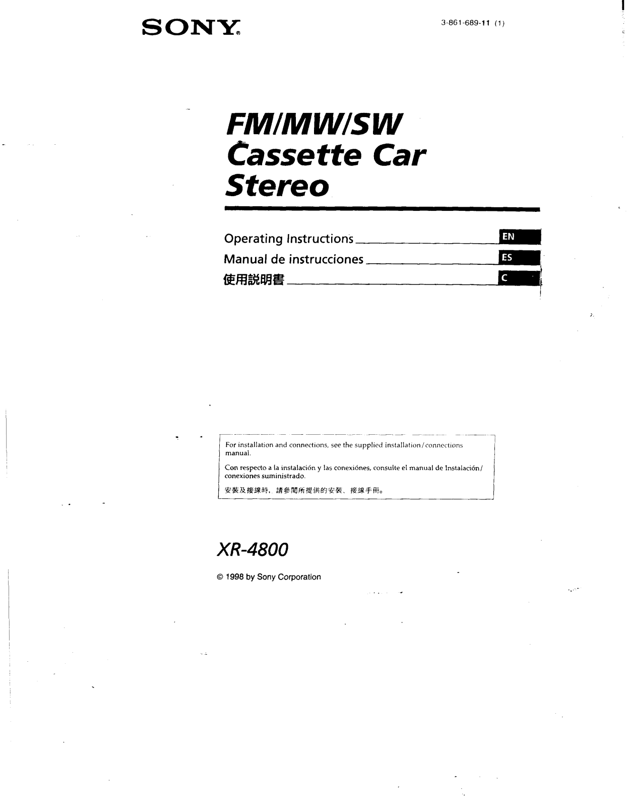 Sony XR-4800 Operating Manual