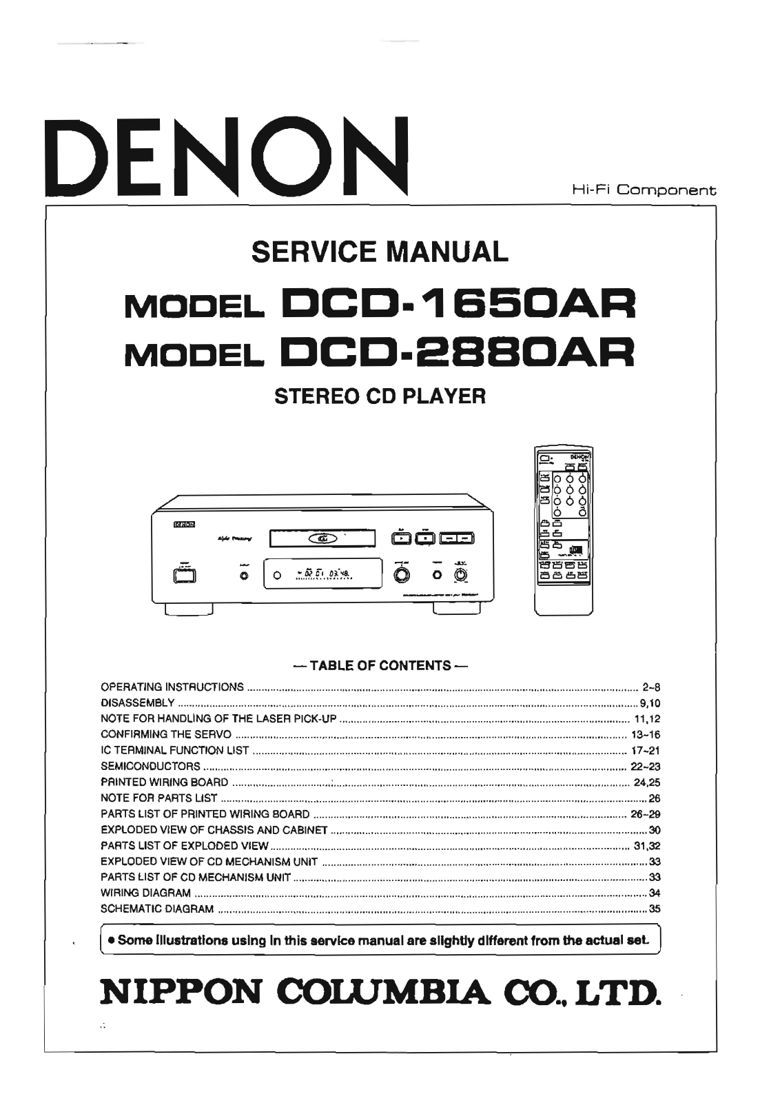 Denon DCD-1650AR Service Manual