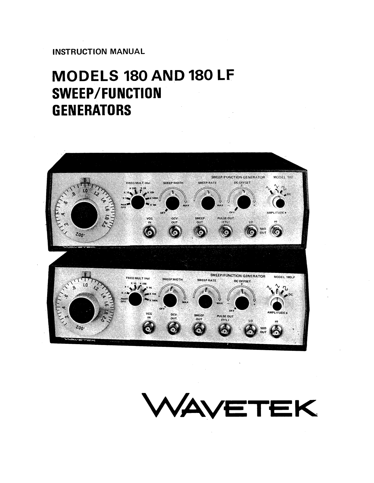 Wavetek 180 LF, 180 Service manual