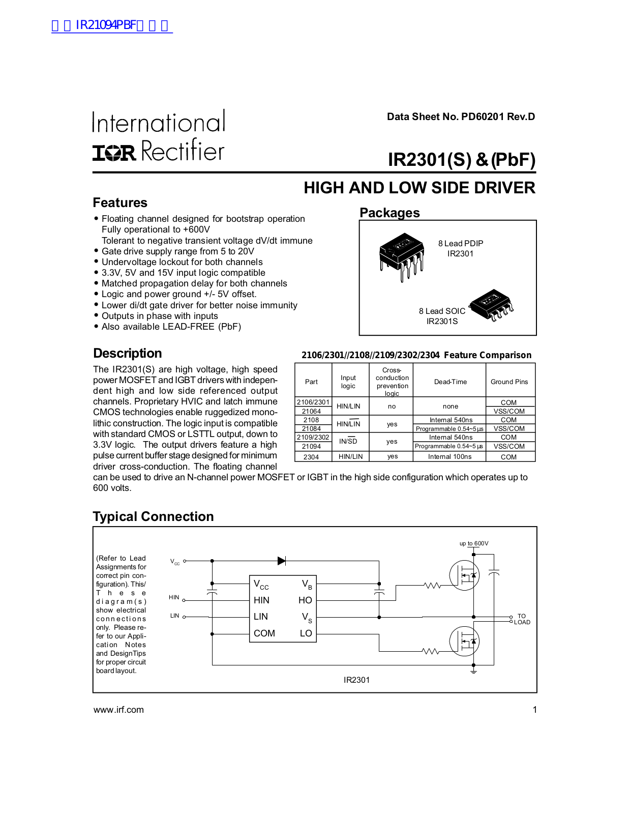 IOR IR2301S User Manual