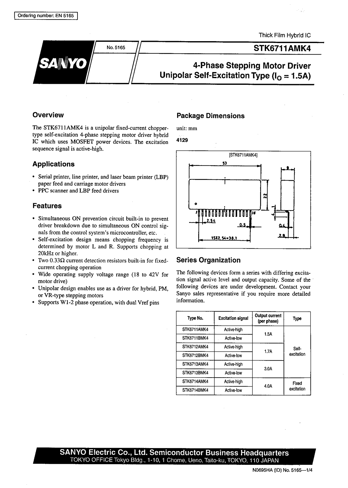 SANYO STK6711AMK4 Datasheet