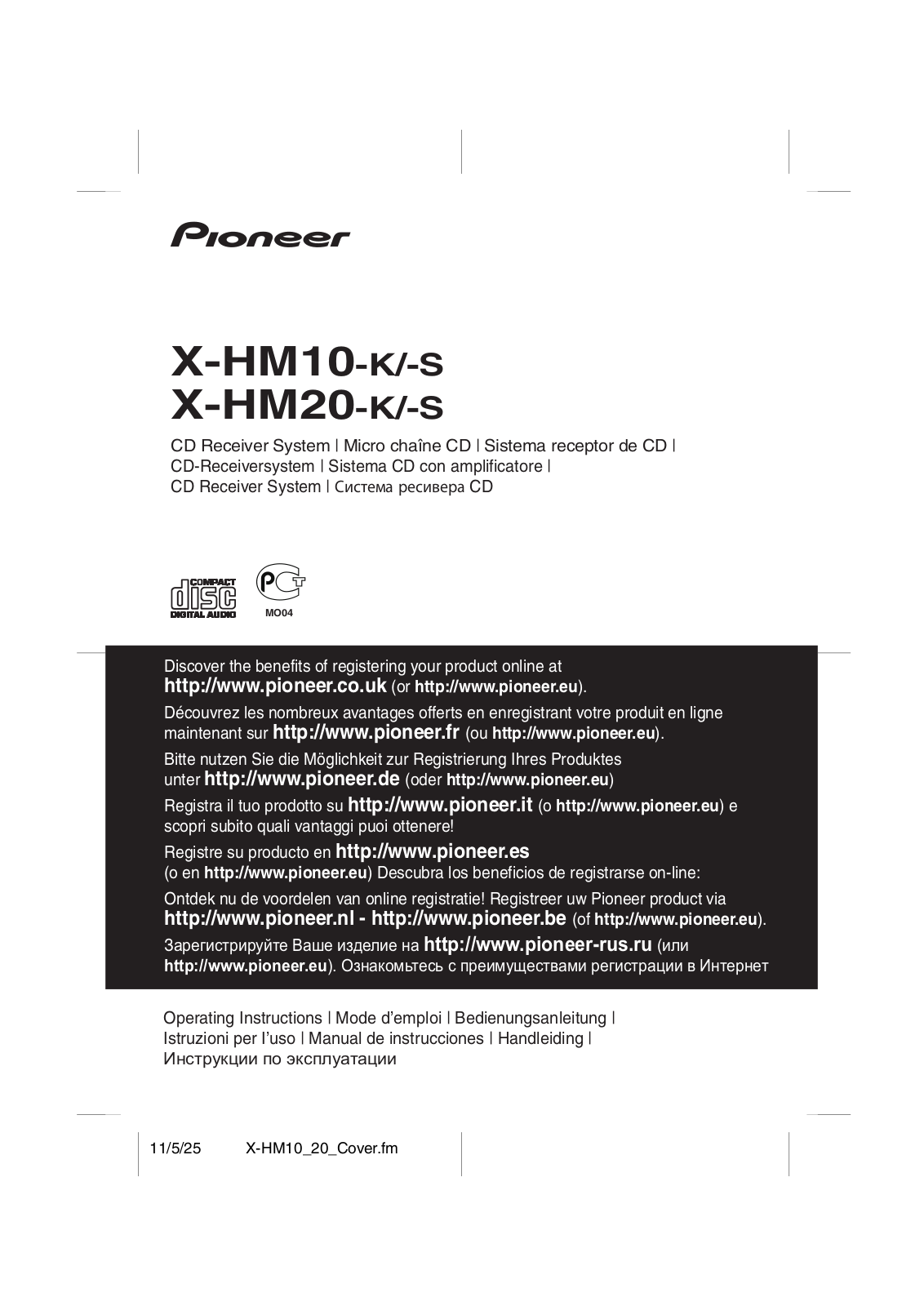 Pioneer X-HM10-S, X-HM20-K Operating Instructions