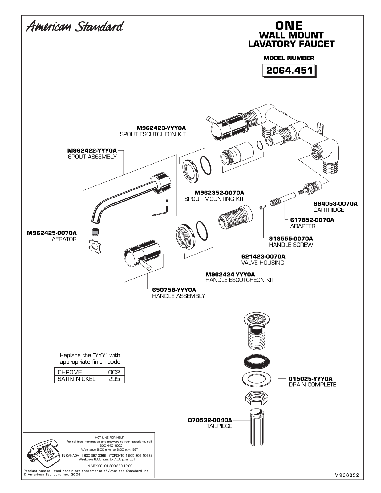 American Standard 2064.451 User Manual