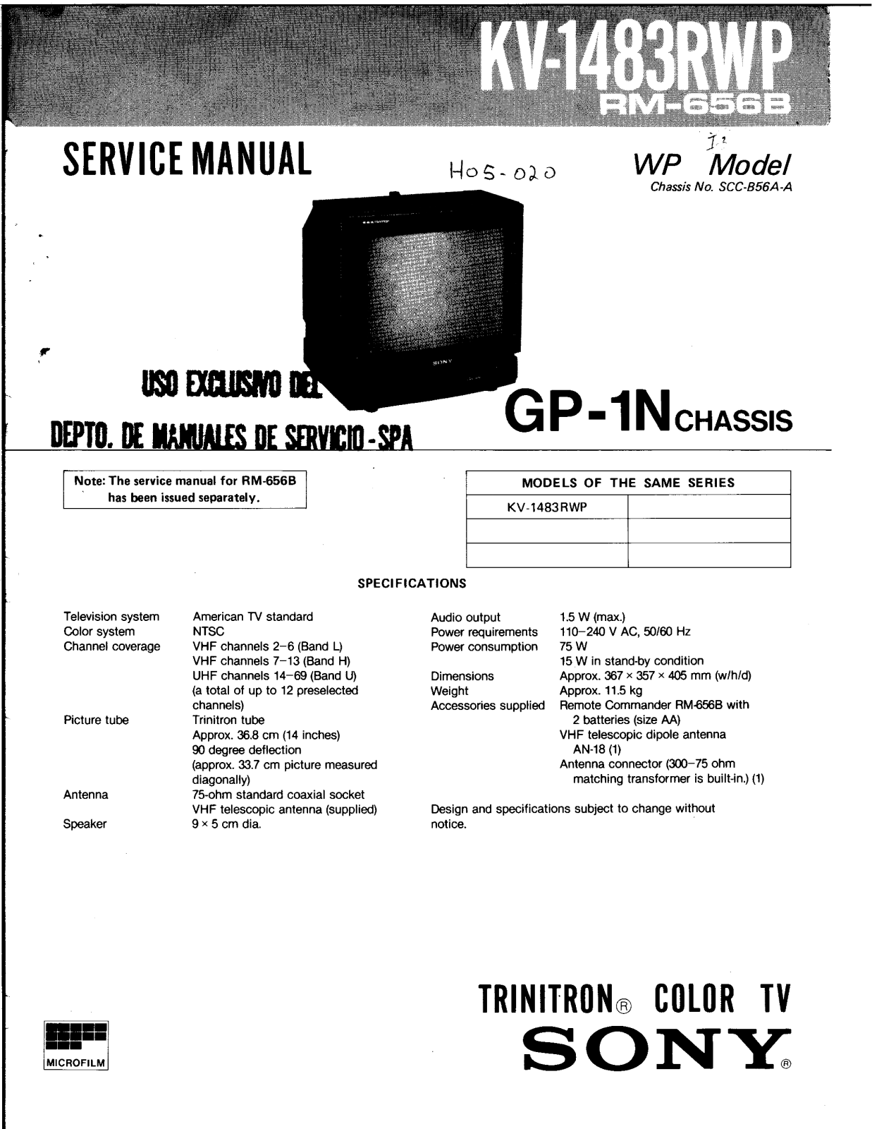 SONY KV1460R, KV14R10 Diagram