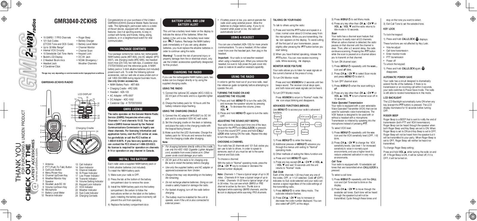 Uniden America UT063 Users manual