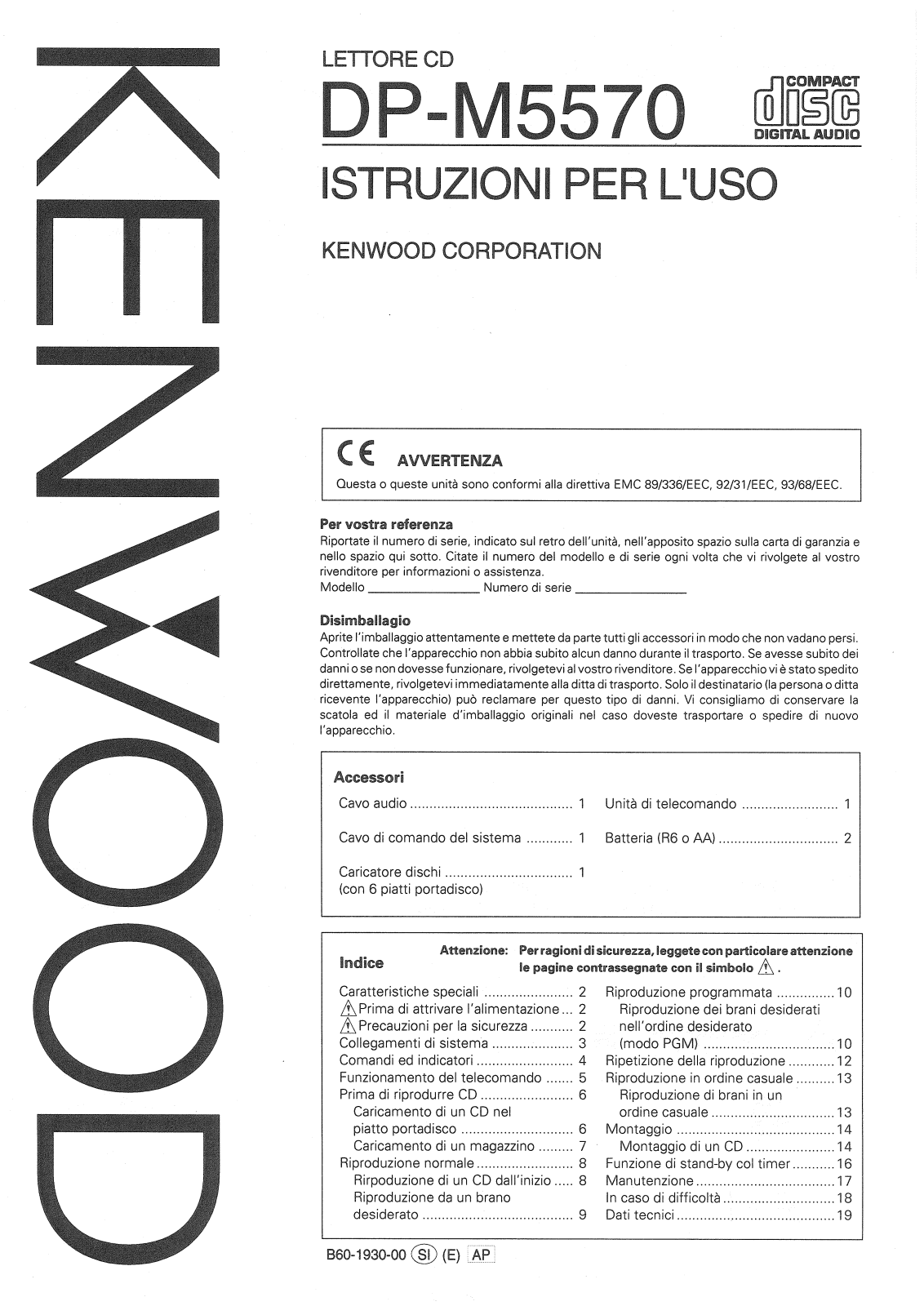 Kenwood DP-M5570 User Manual