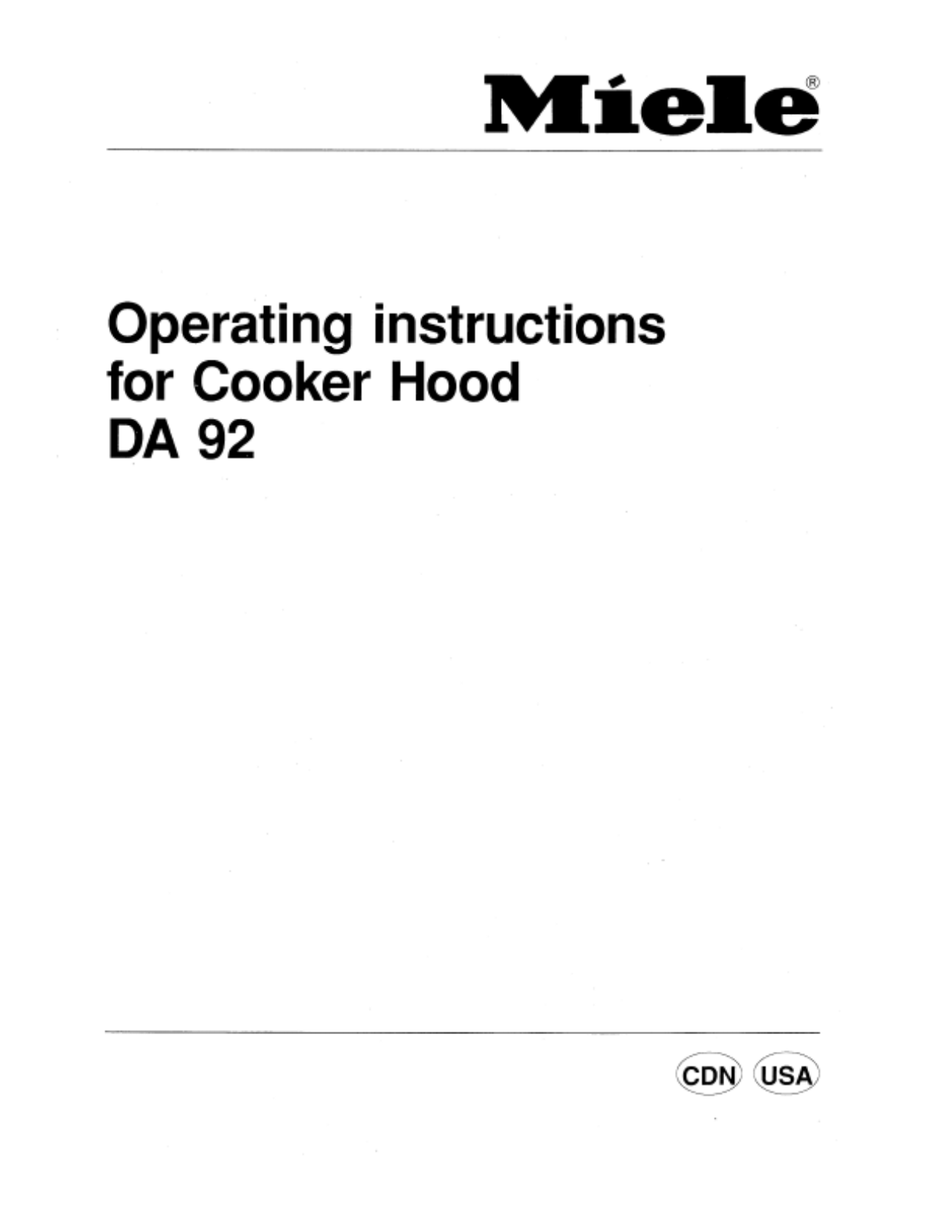 Miele DA 92 Operating instructions