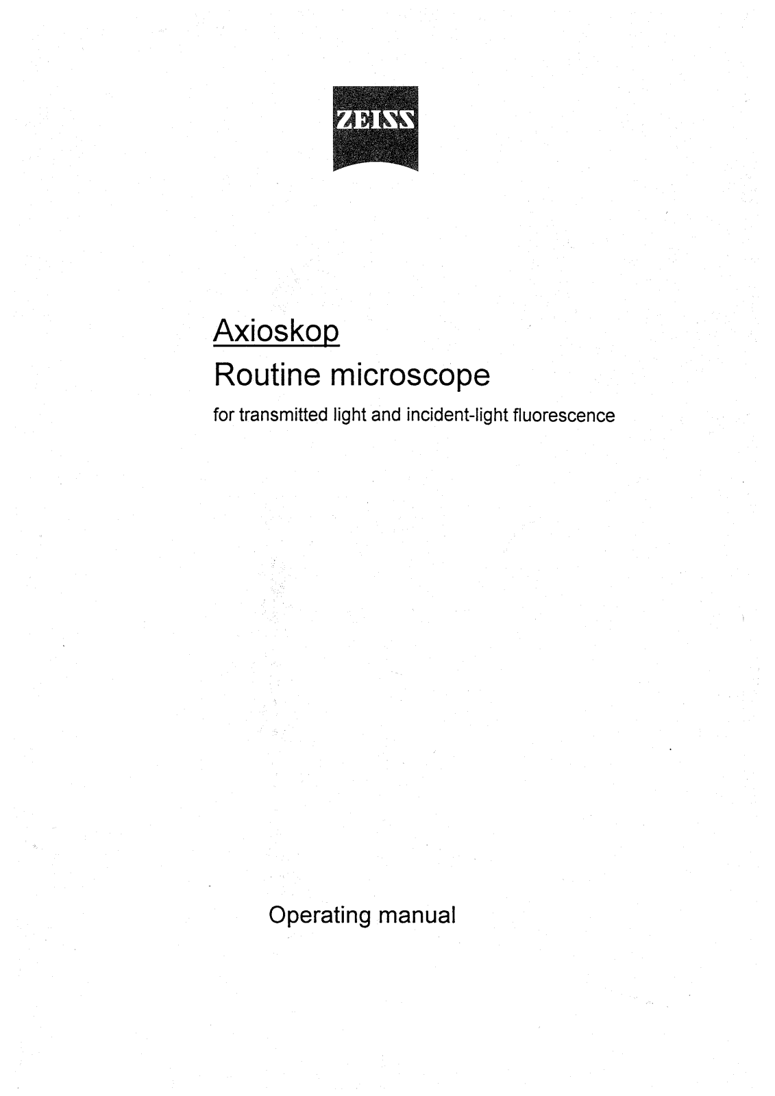 Zeiss Axioskop User Manual