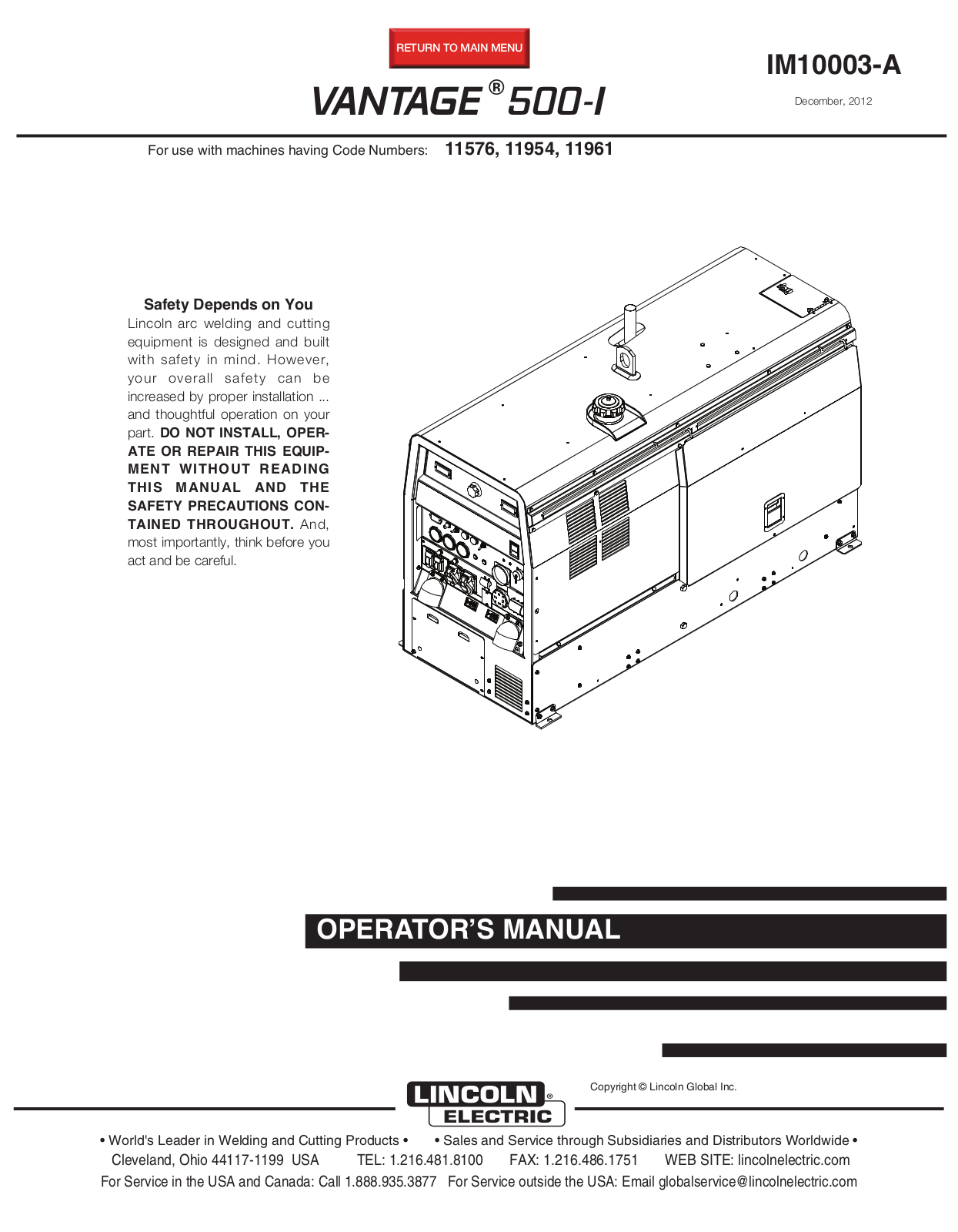 Lincoln Electric IM10003 User Manual