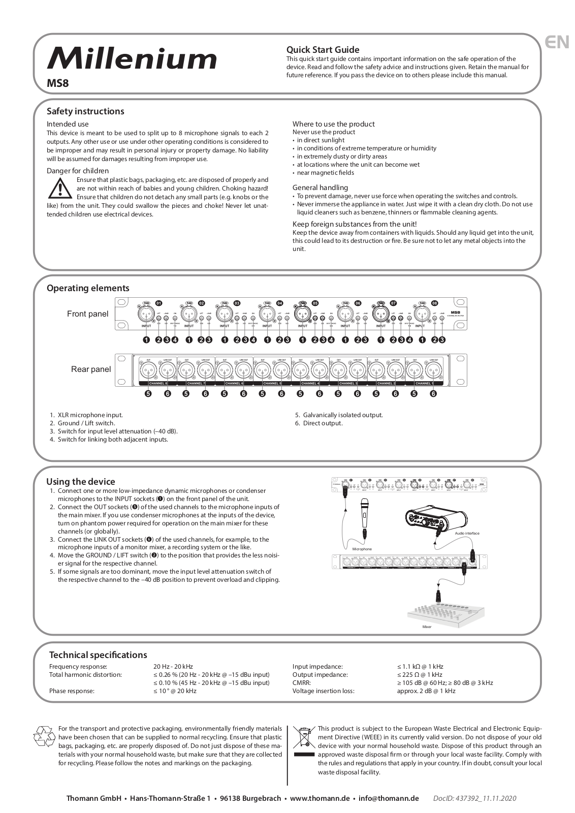 Thomann MS8 Quick Start Guide