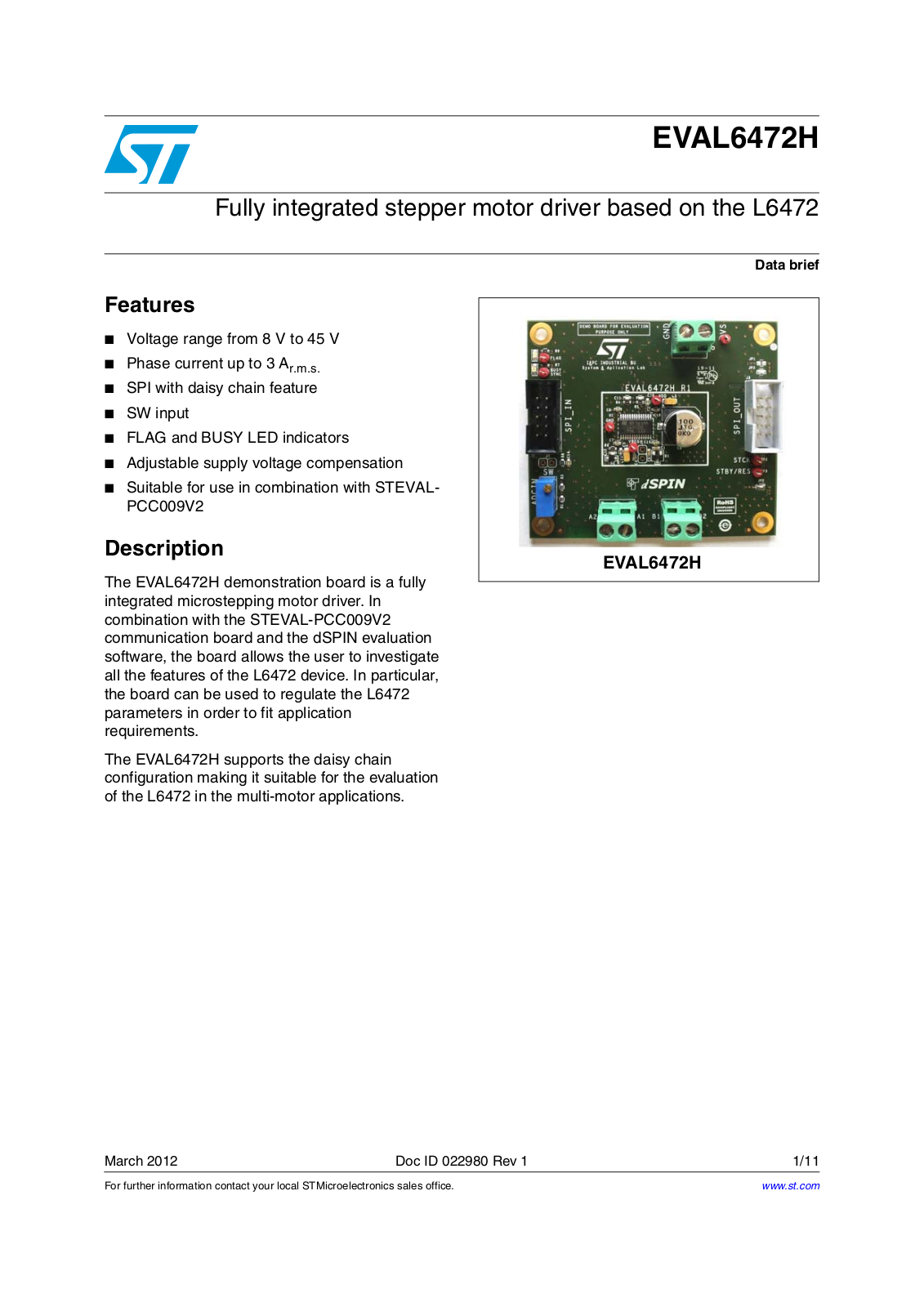 ST EVAL6472H User Manual