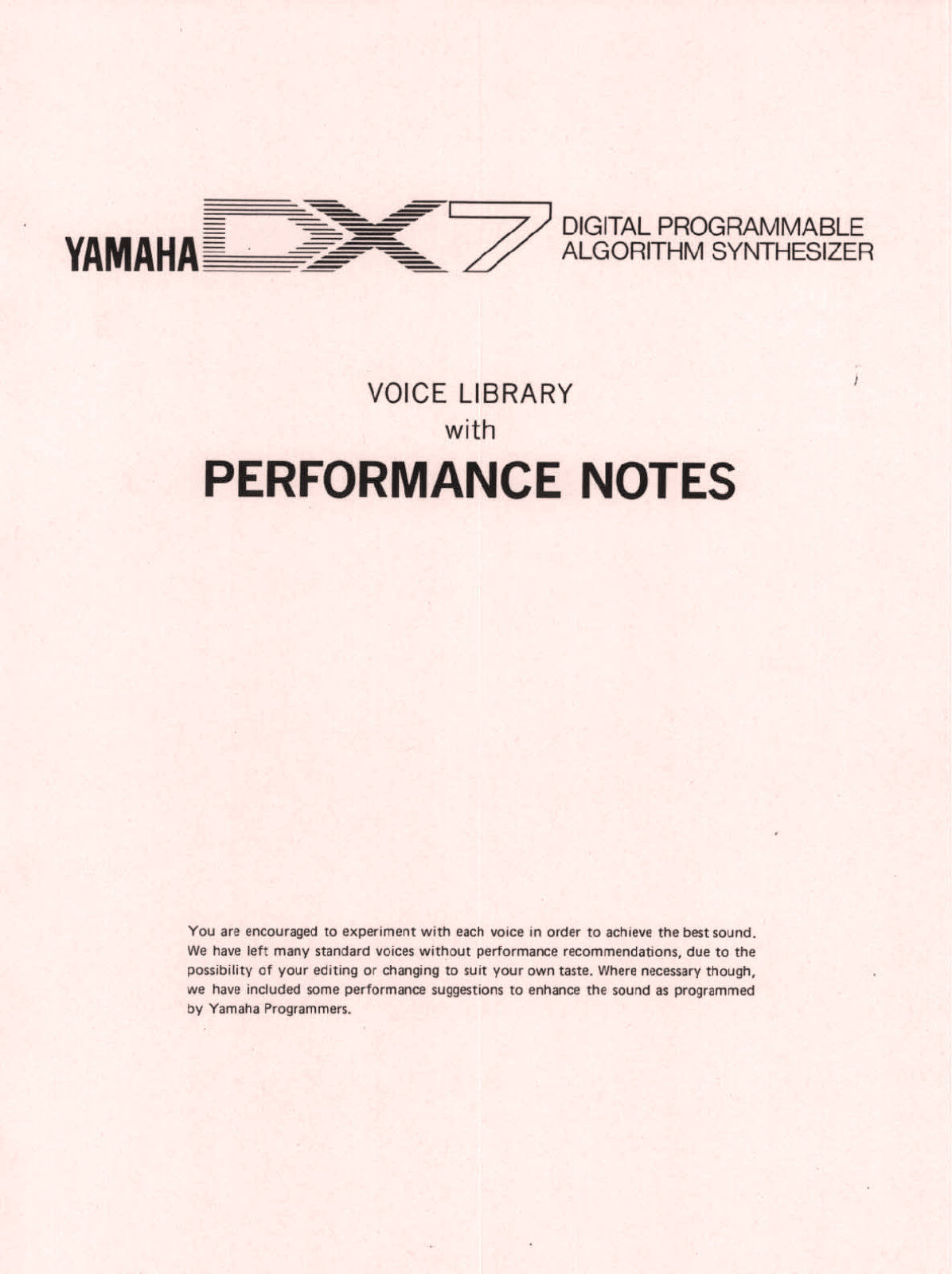 Yamaha DX7E2 User Manual