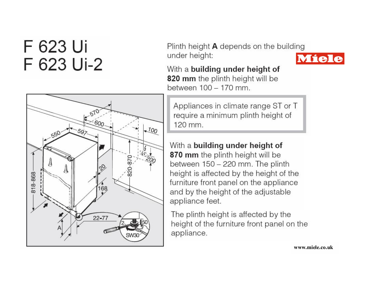 Miele F 623 U User Manual