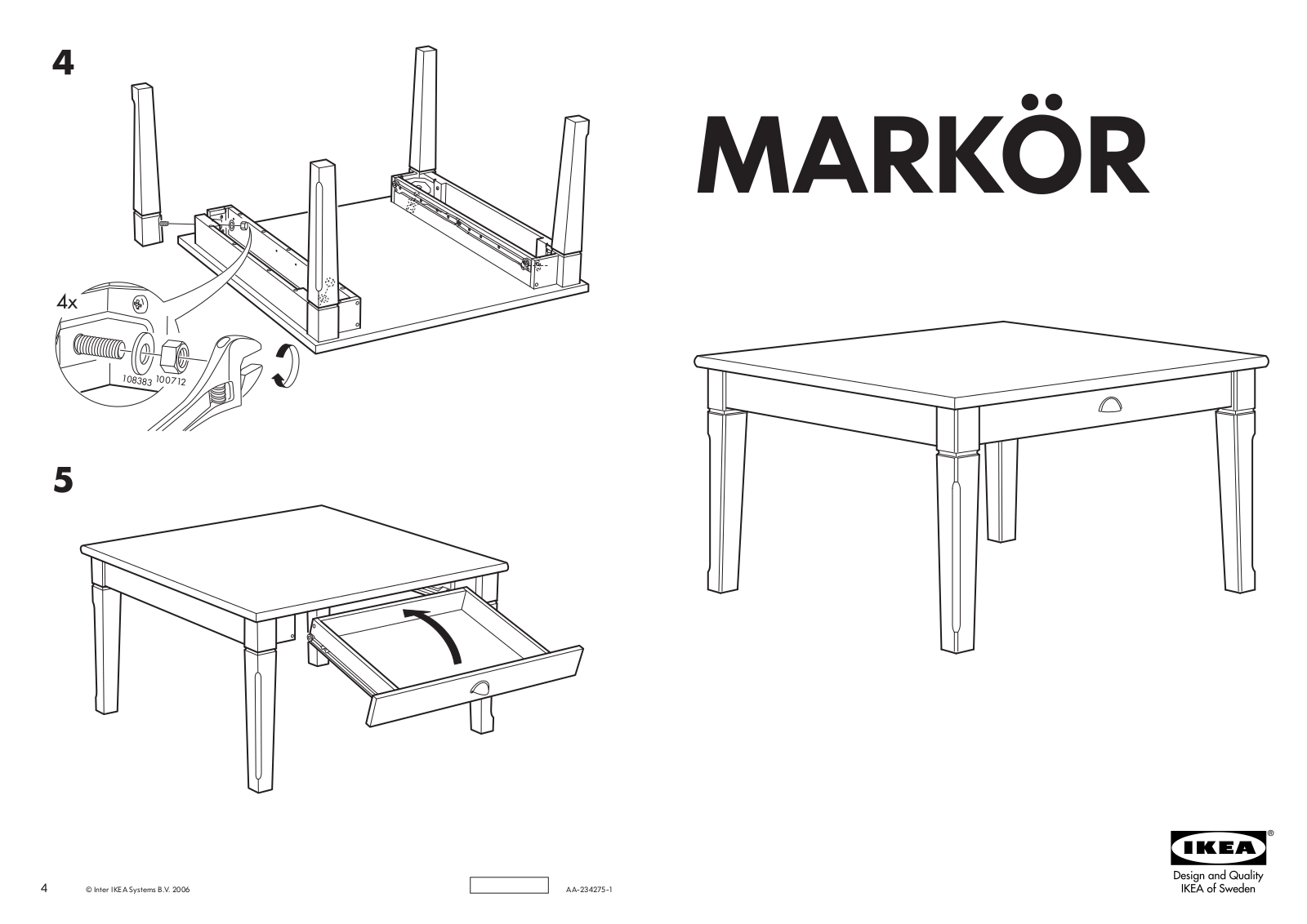 IKEA MARKÖR COFFEE TABLE 35 3/8X35 3/8