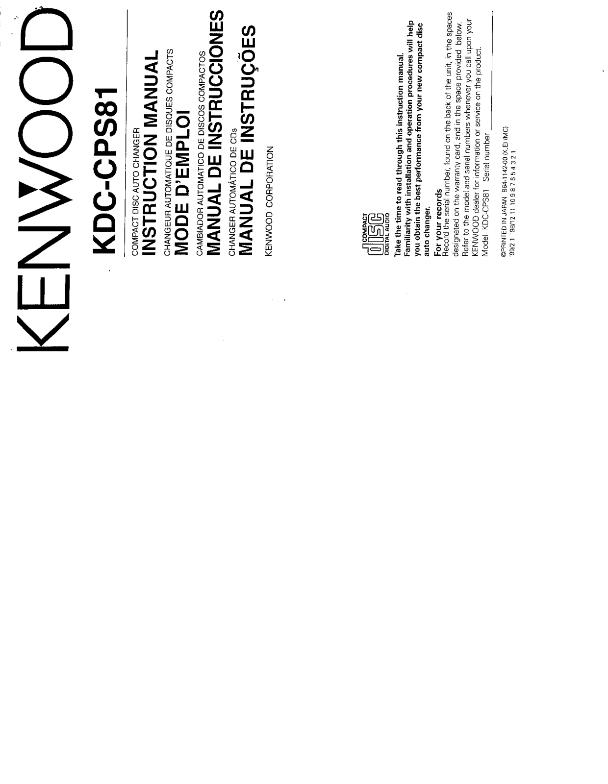 KENWOOD KDC-CPS81 User Manual