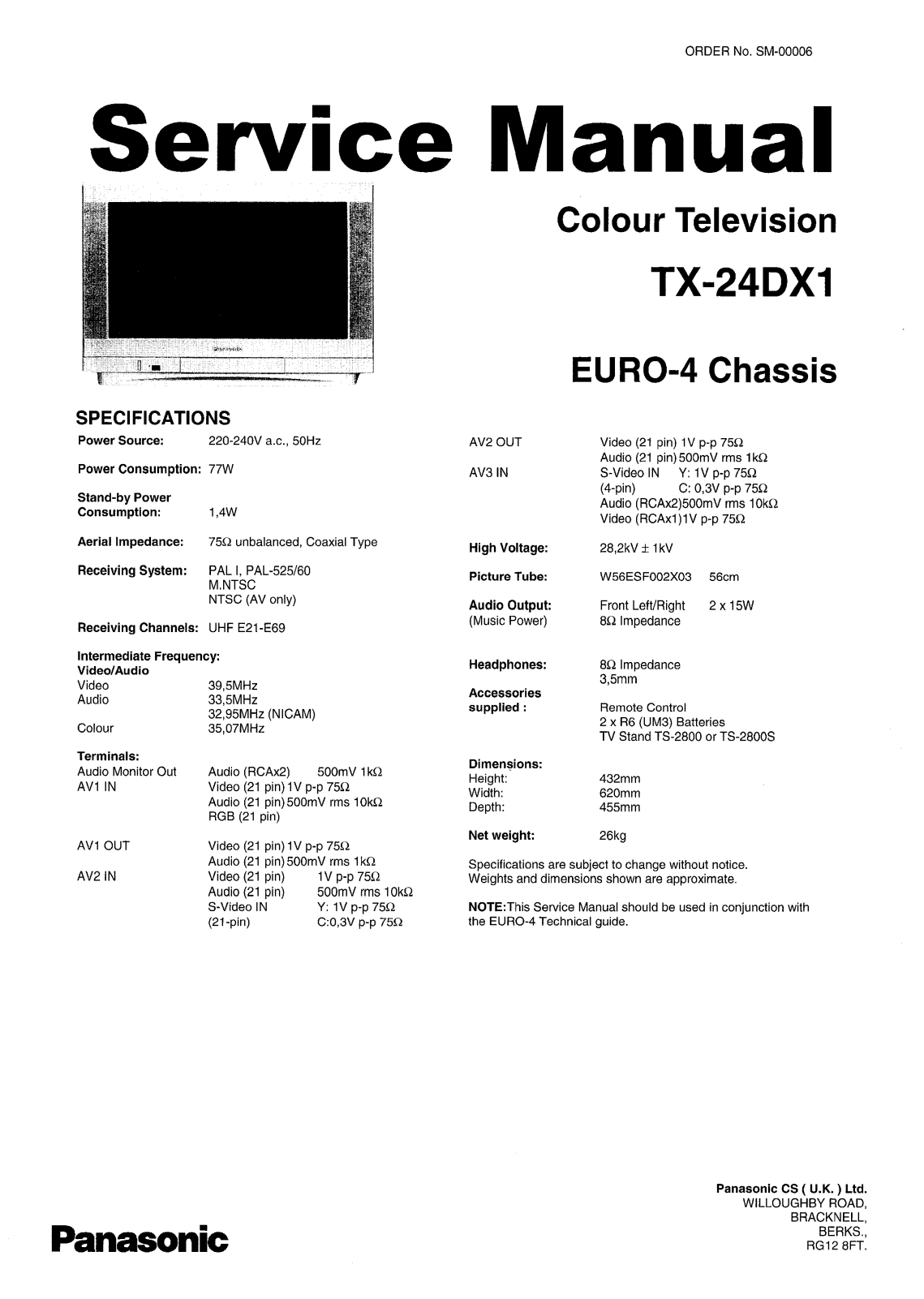 Panasonic TX-24DX1 EURO4 Schematic