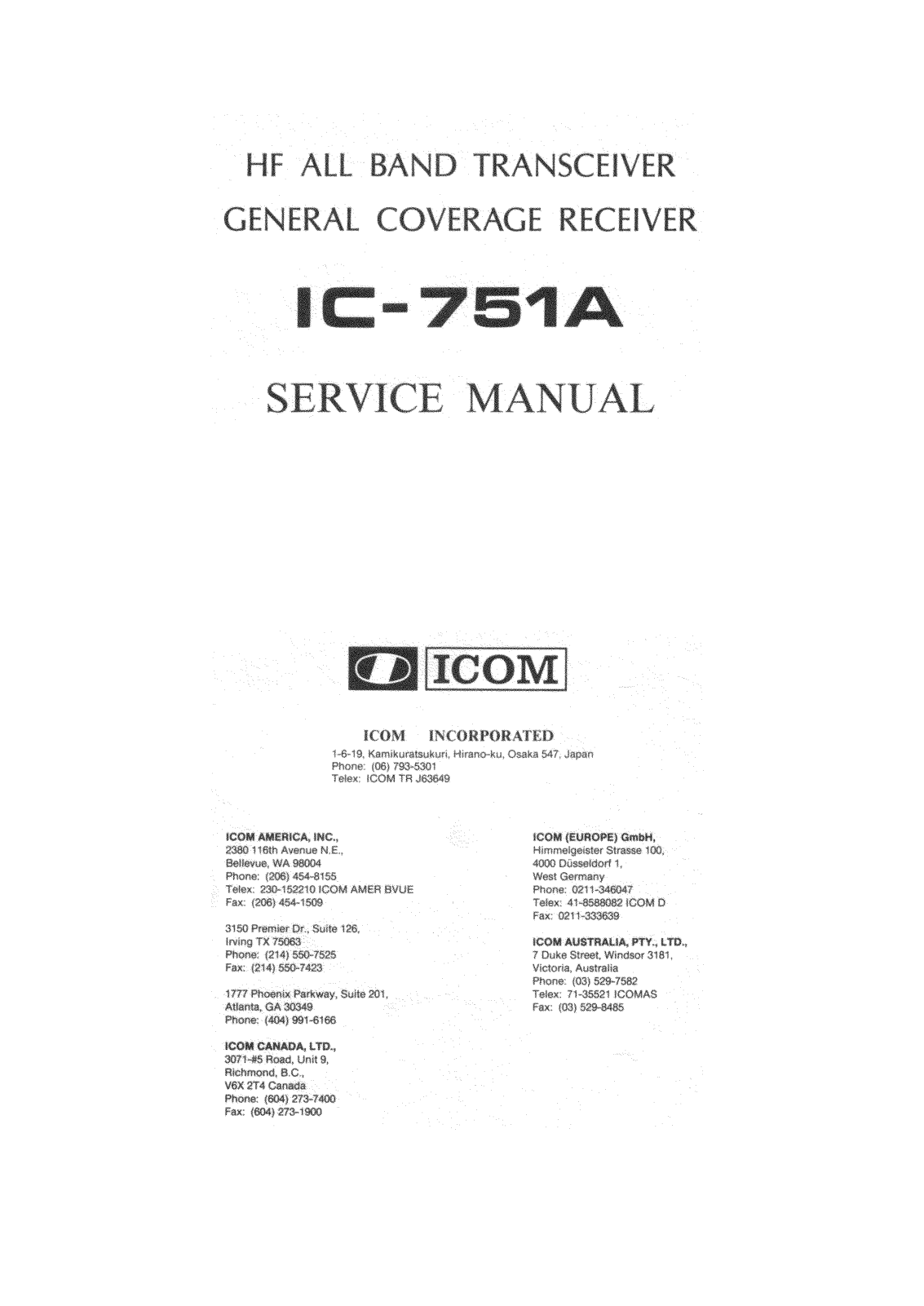 Icom IC-751A Service Manual