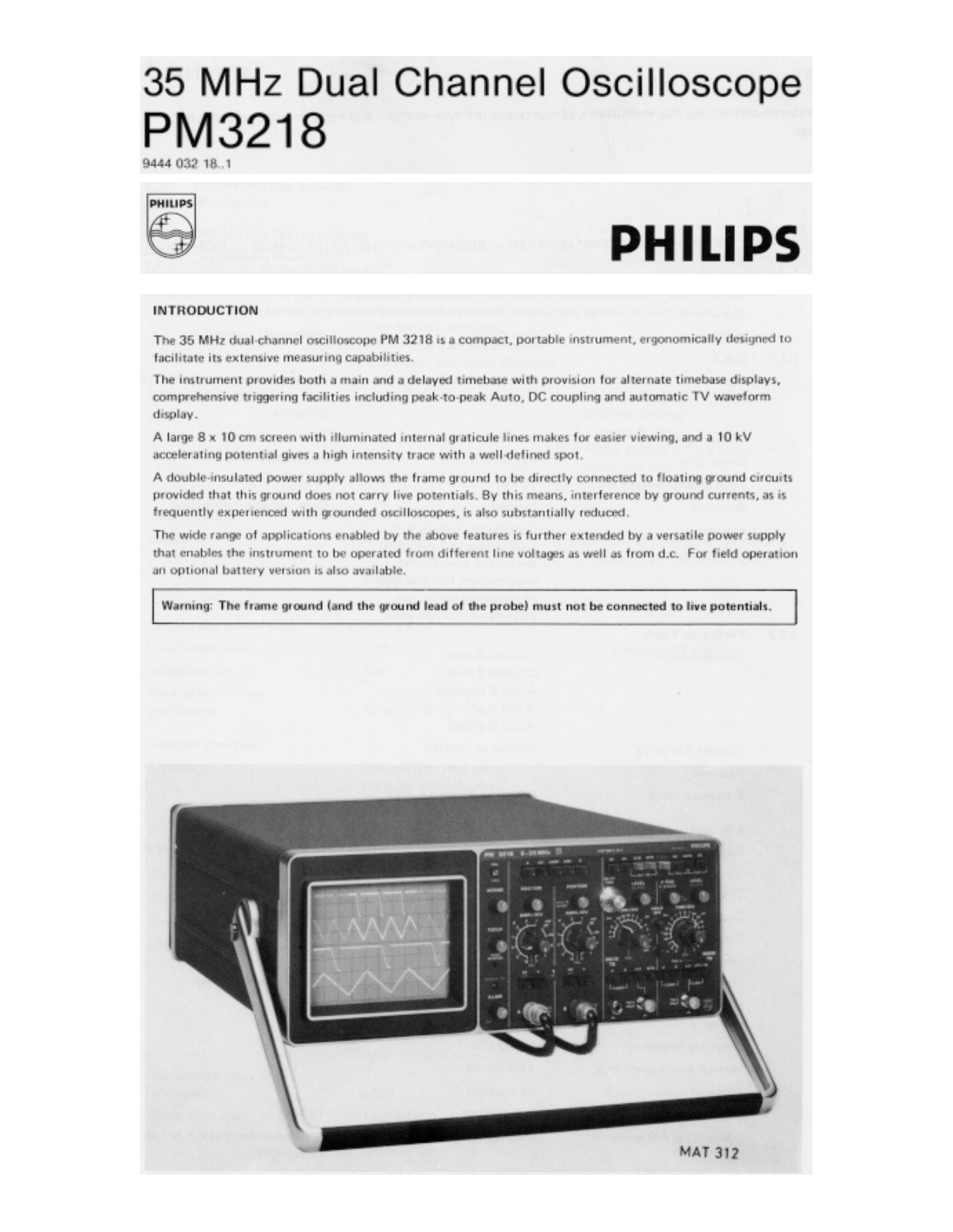 Philips PM3218 Datasheet