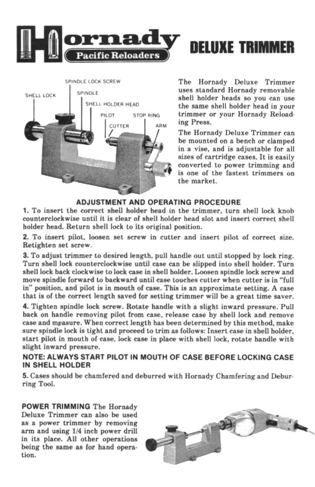 HORNADY Deluxe Trimmer User Manual