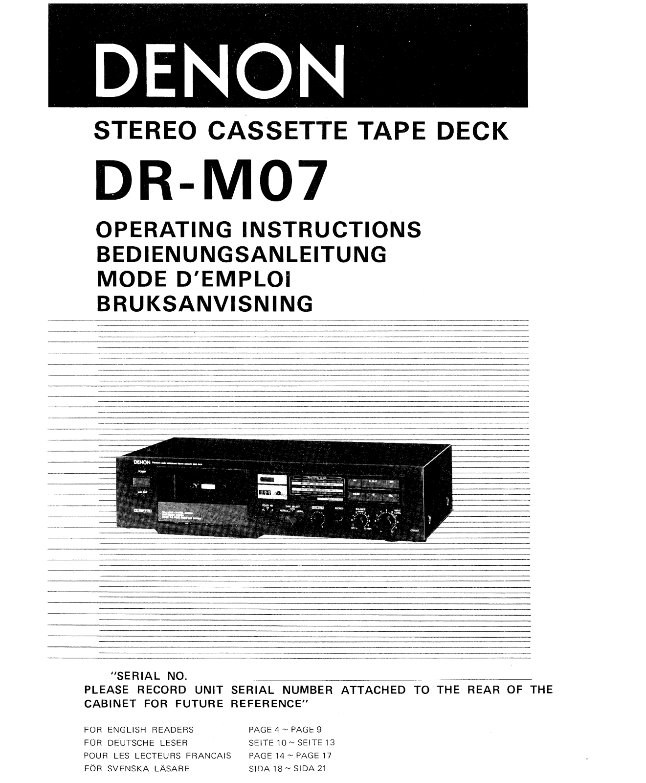 Denon DR-M07 Owner's Manual
