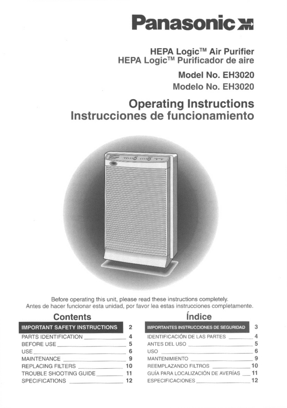 Panasonic Eh3020 Owner's Manual