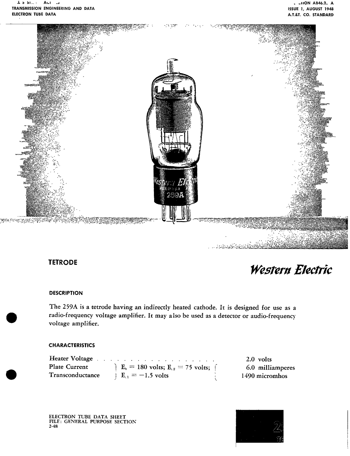 Western Electric 259-A Brochure