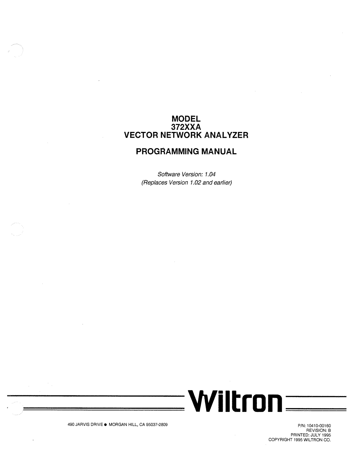 Wiltron 372XXA User Manual