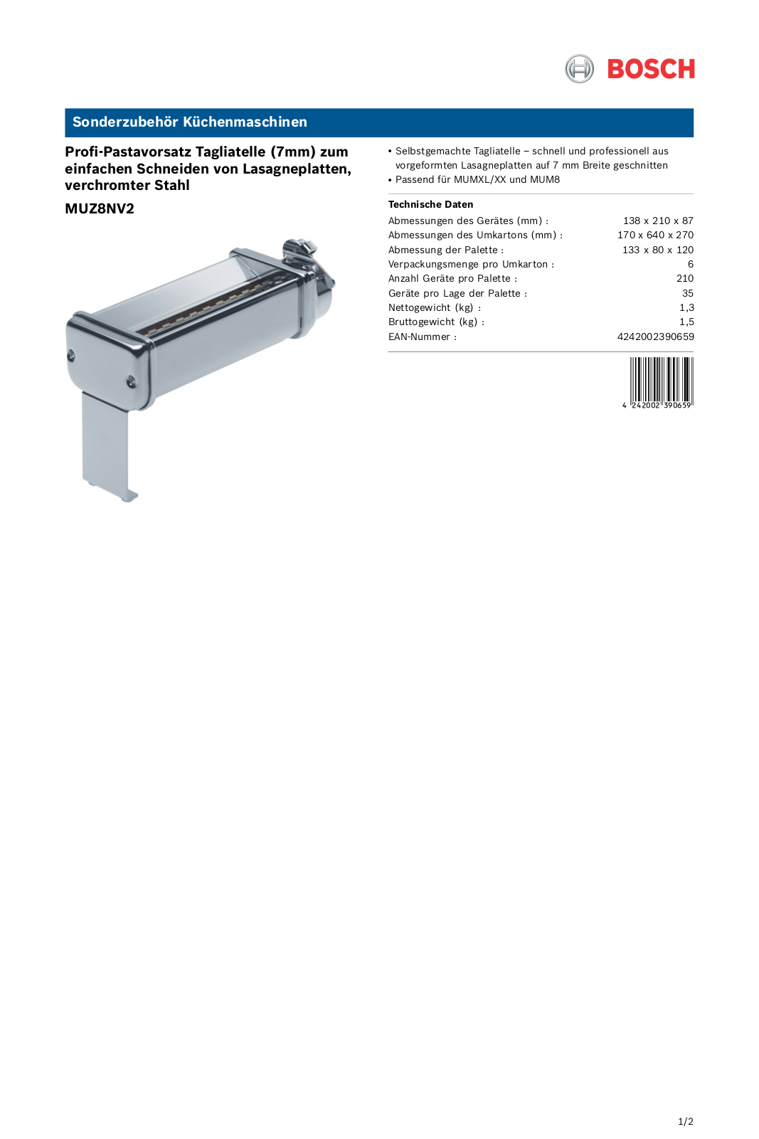 Bosch MUZ8NV2 User Manual