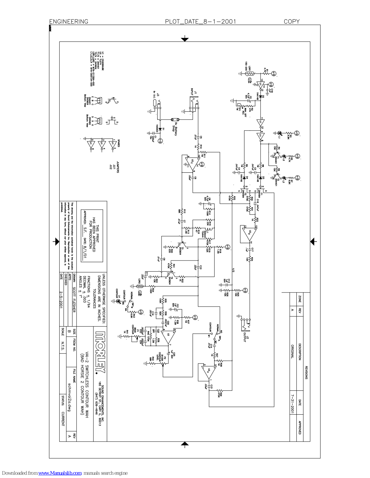 MORLEY PEDALS VAI-2ES, VAI-2 Switchless Contour WAH Wiring Diagram