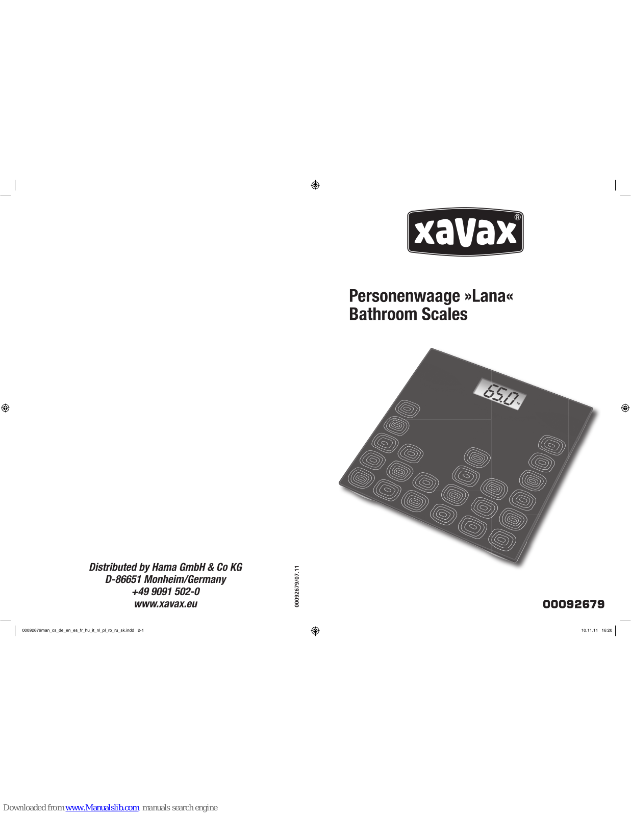 Xavax Lana Operating Instructions