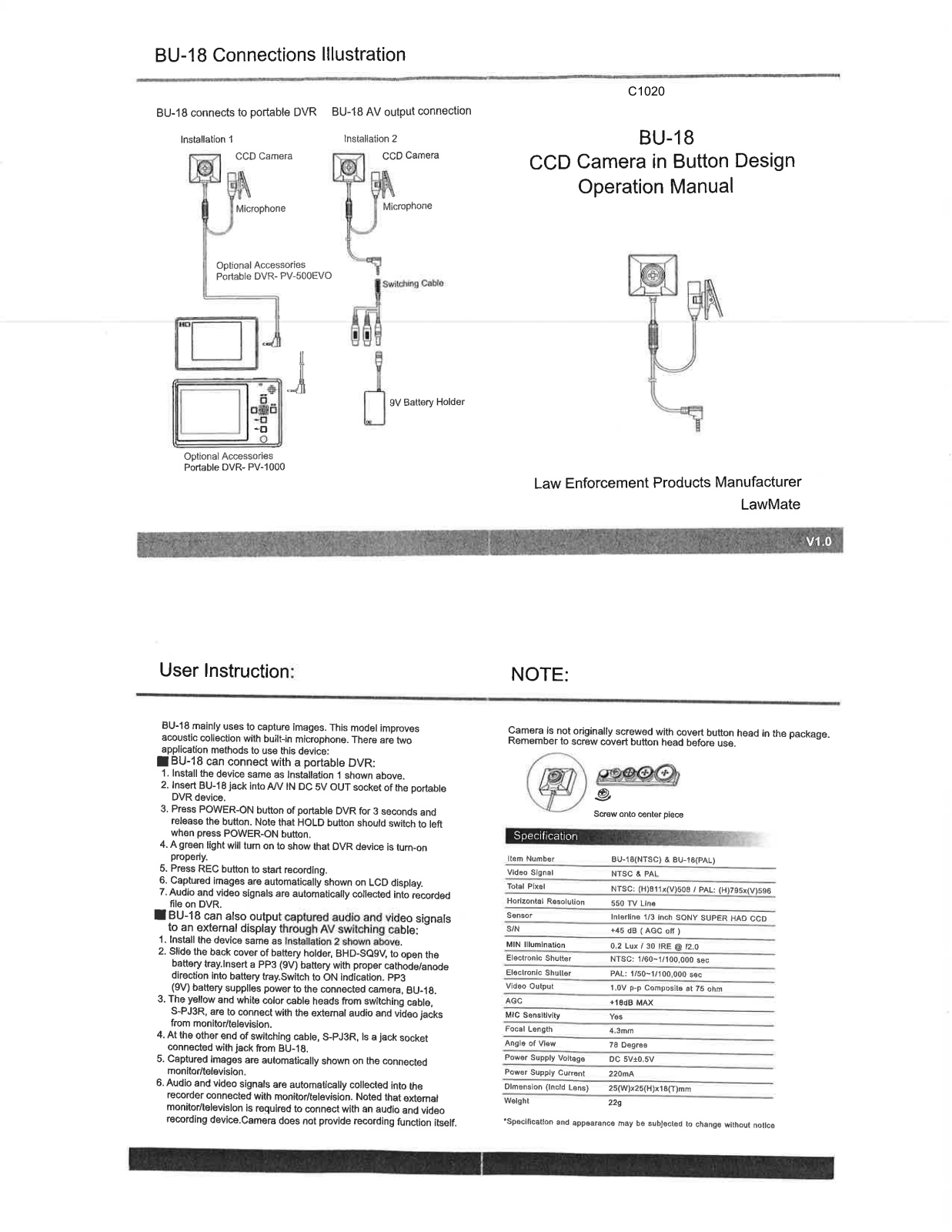 KJB C1020 User Manual