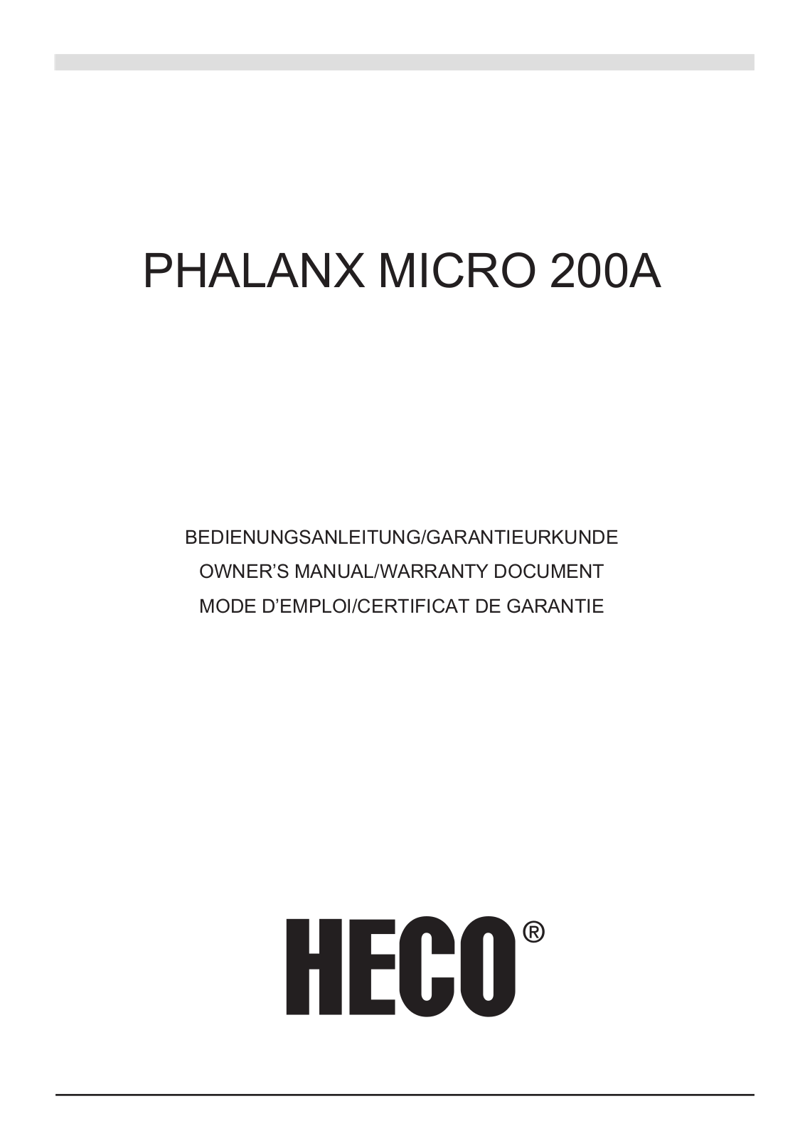 Heco Phalanx Micro 200 A User Manual