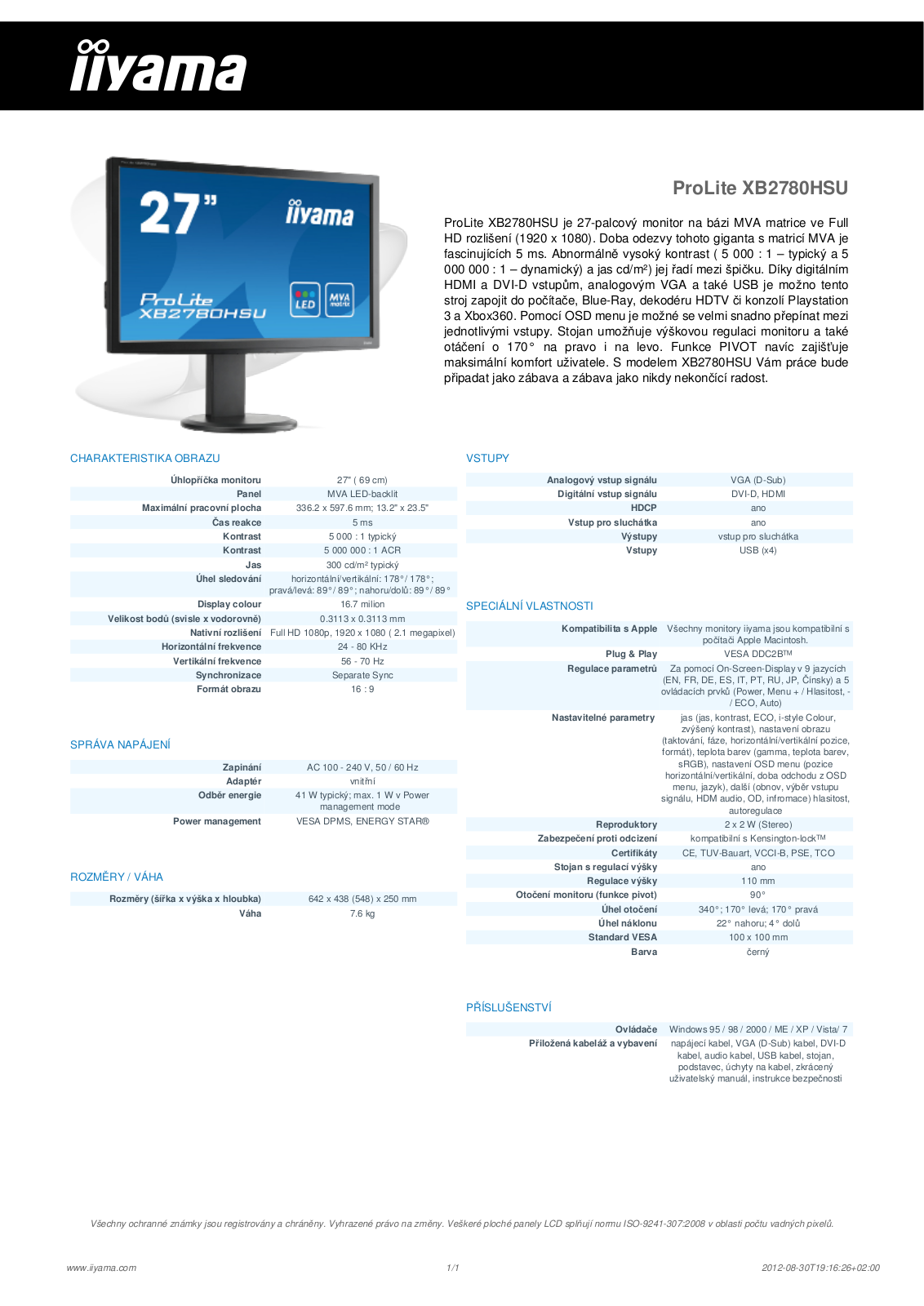 Iiyama PROLITE XB2780HSU User Manual