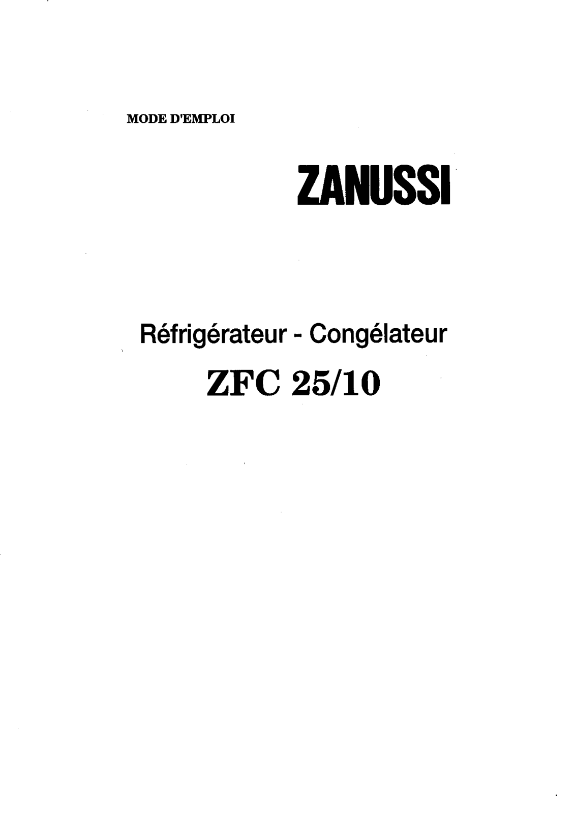 Zanussi ZFC25/10 Operating Manual