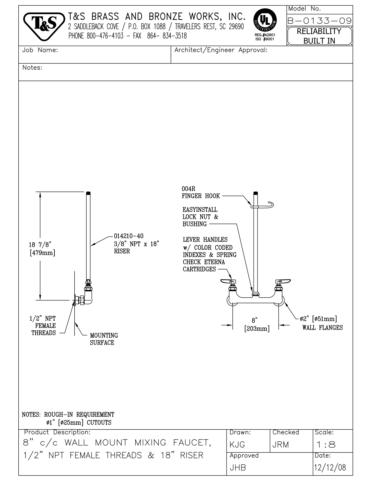 T&S Brass B-0133-09 User Manual