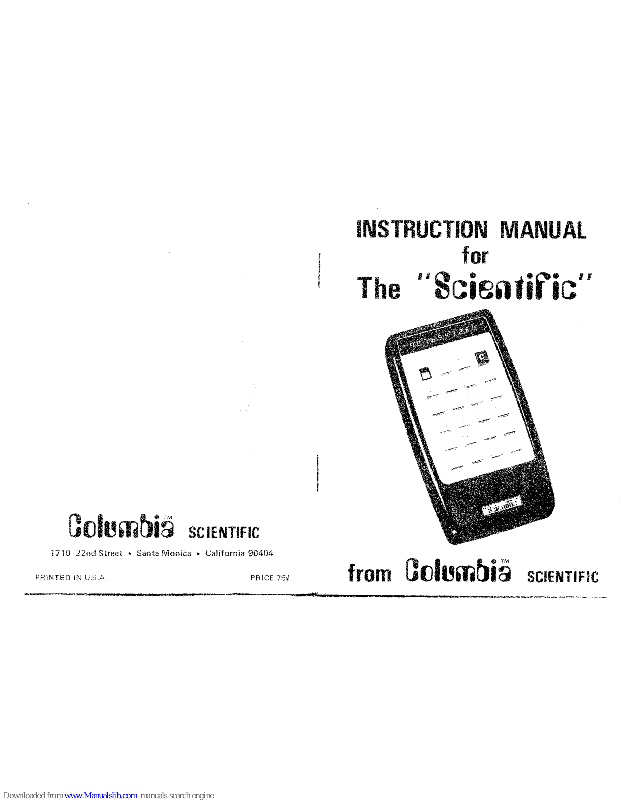 Columbia Scientific Instruction Manual