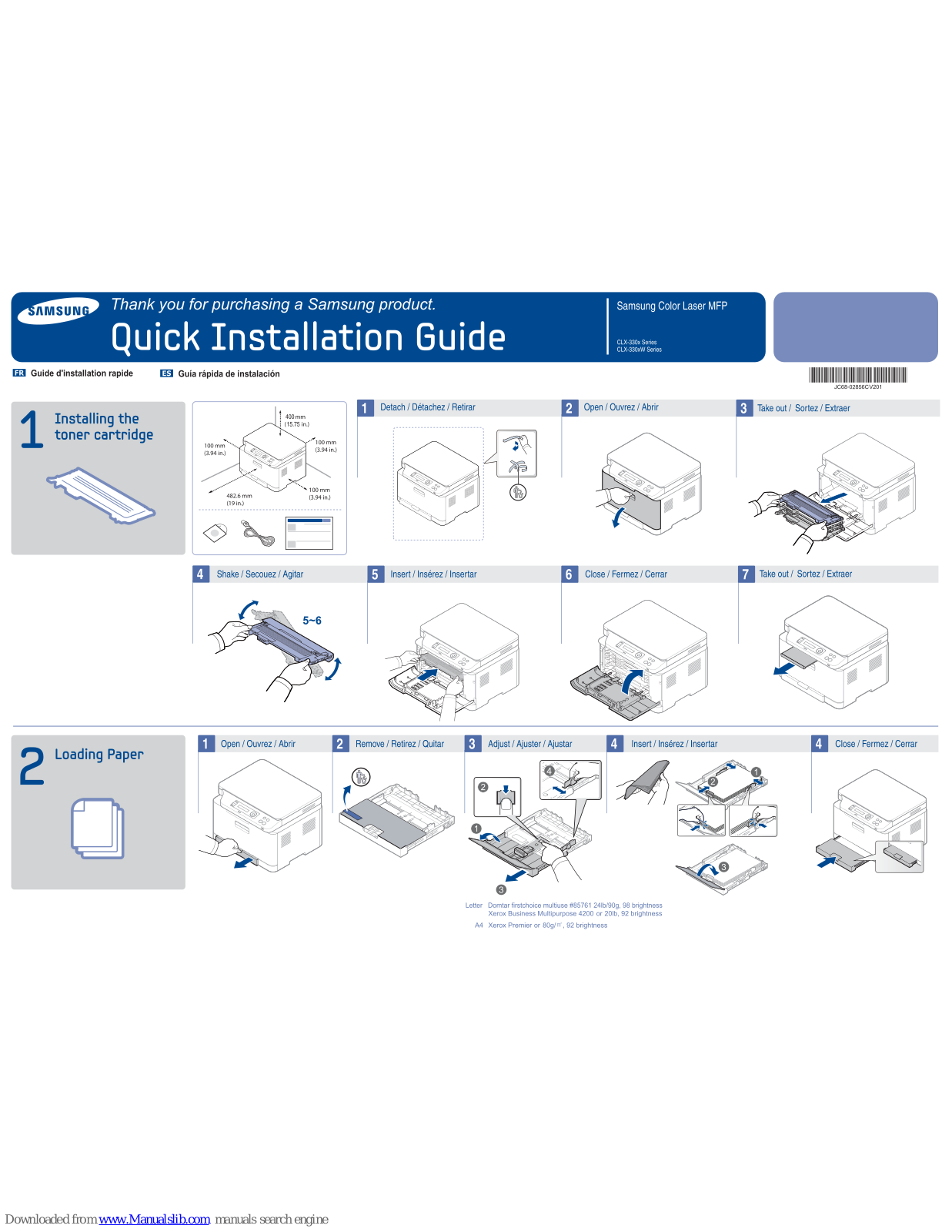 Samsung CLX-3305, CLX-3305FW, CLX-3305FN, CLX-330 Series, CLX-330xW Series Quick Manual