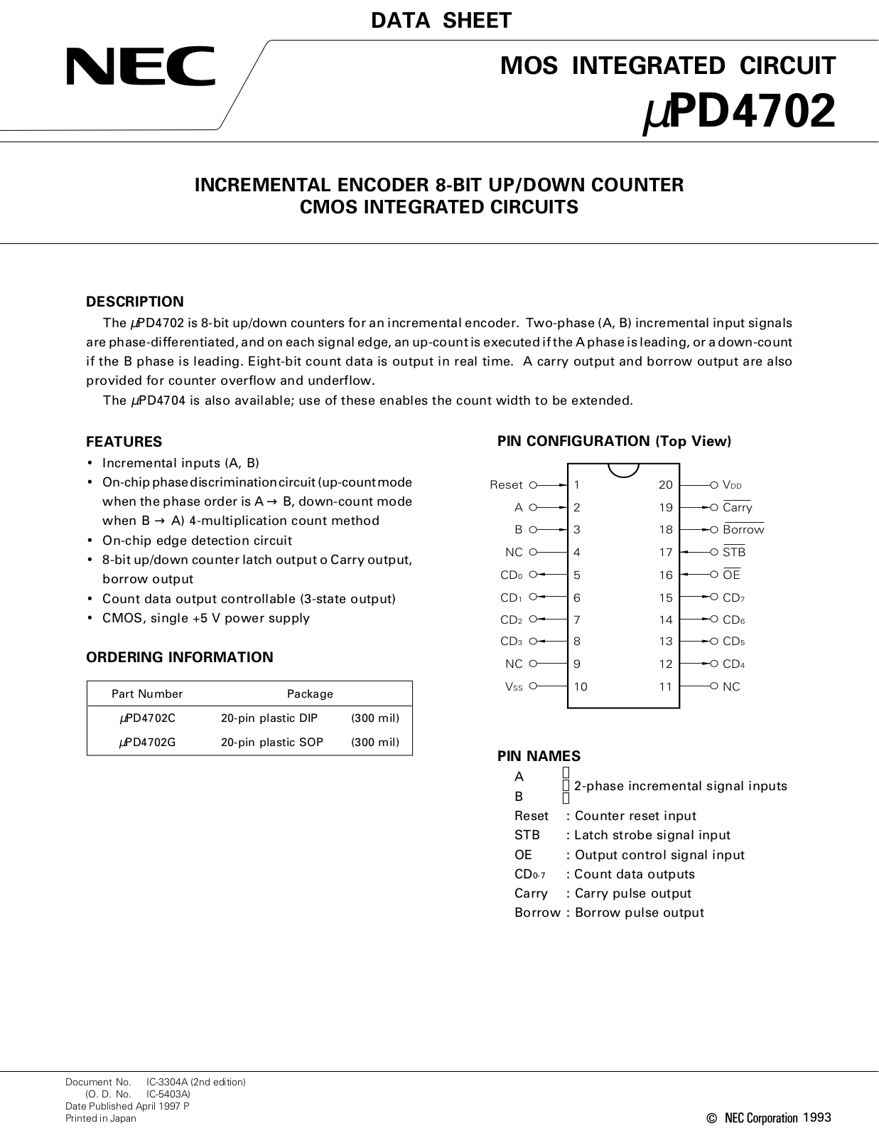 NEC UPD4702G, UPD4702C Datasheet