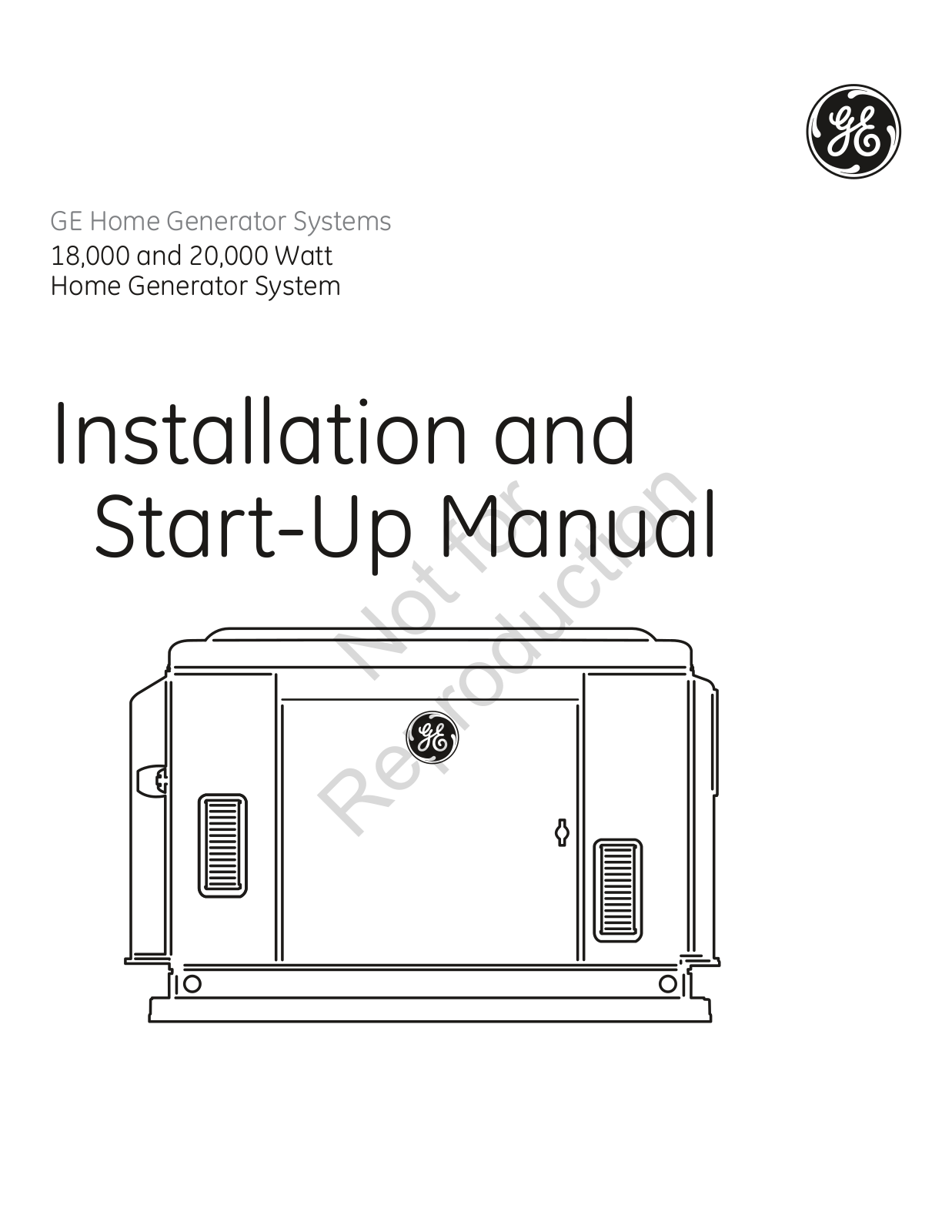 Ge HOME GENERATOR SYSTEM 18000, HOME GENERATOR SYSTEM 20000 User Manual