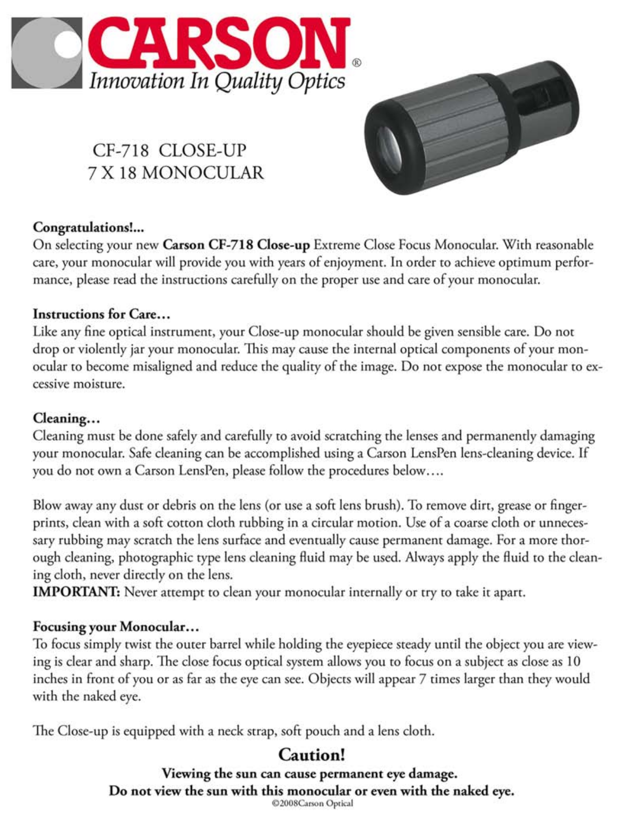 Carson Optical CF-718 User Manual