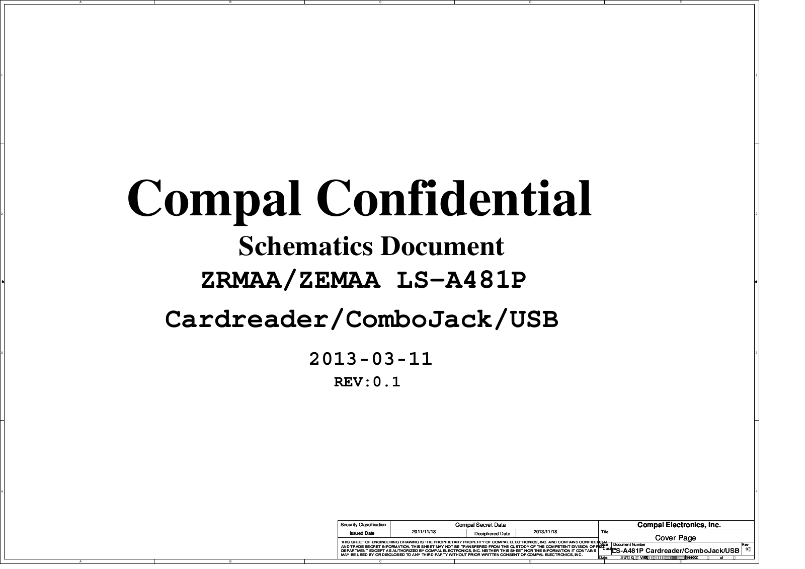 Compal LS-A481P ZRMAA, LS-A481P ZEMAA Schematic