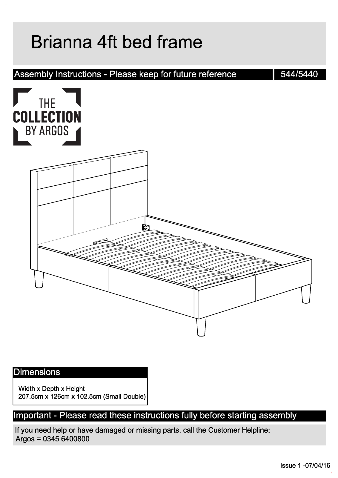 Argos 5445440 ASSEMBLY INSTRUCTIONS