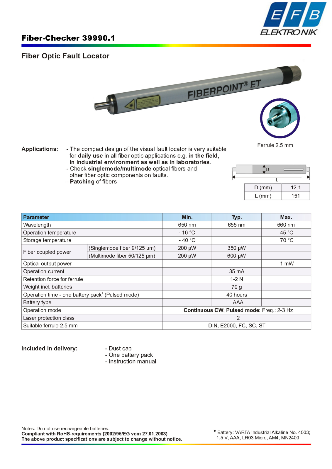 Datasheet LWL CHECKER Datasheet (FREI) - ManualMachine.com