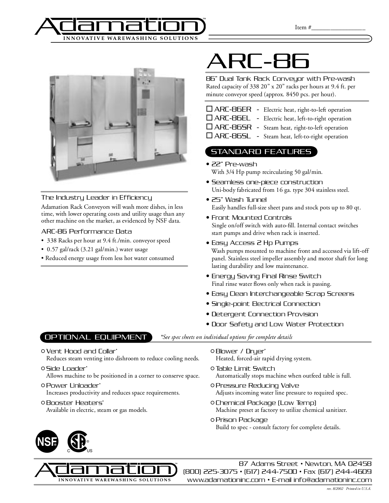 Adamation ARC-86, ARC-86SL User Manual