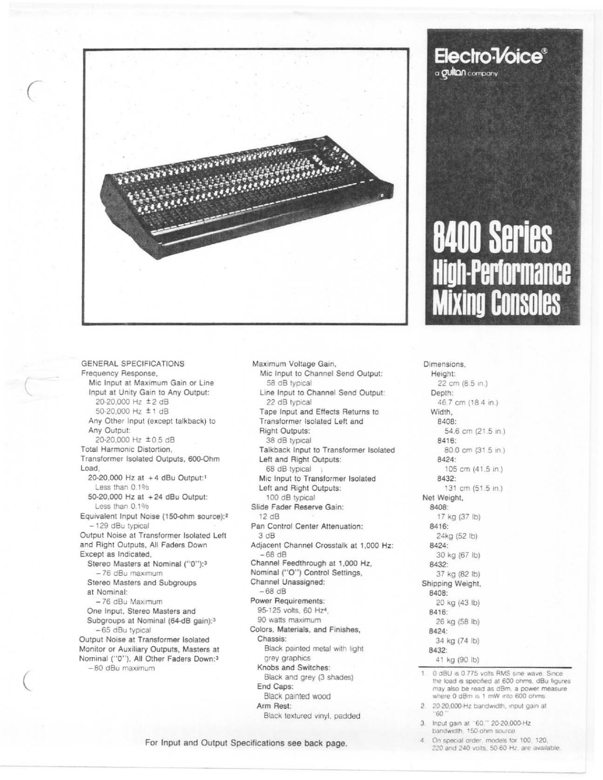 Electro-Voice 8400 User Manual