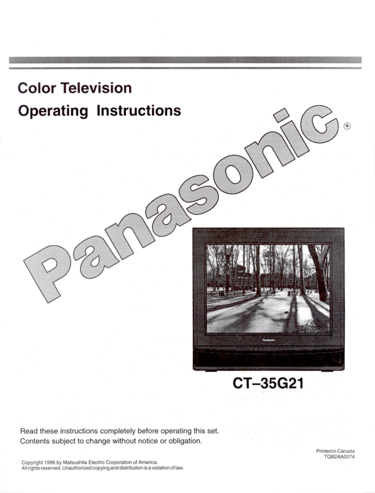 Panasonic ct-35g21 Operation Manual