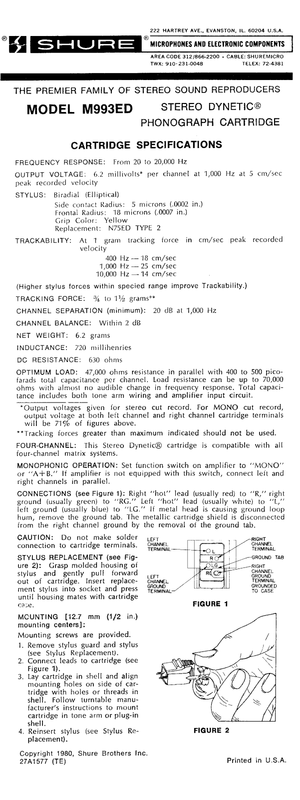 Shure M993ED User Manual - ManualMachine.com