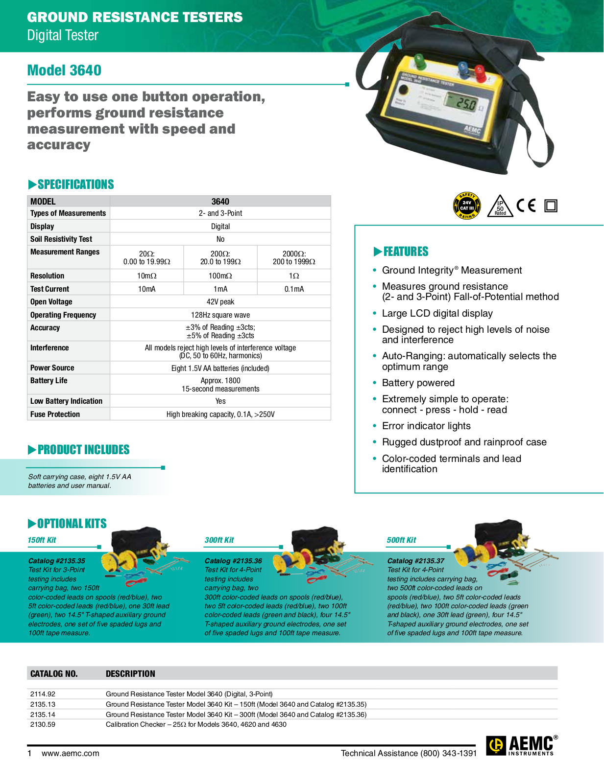 AEMC 3640 Data sheet