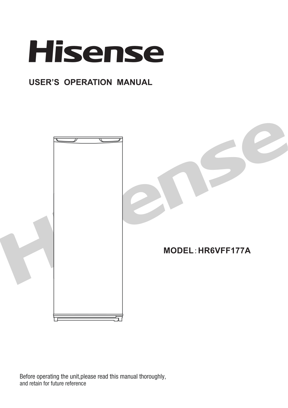 Hisense HR6VFF177A User Manual