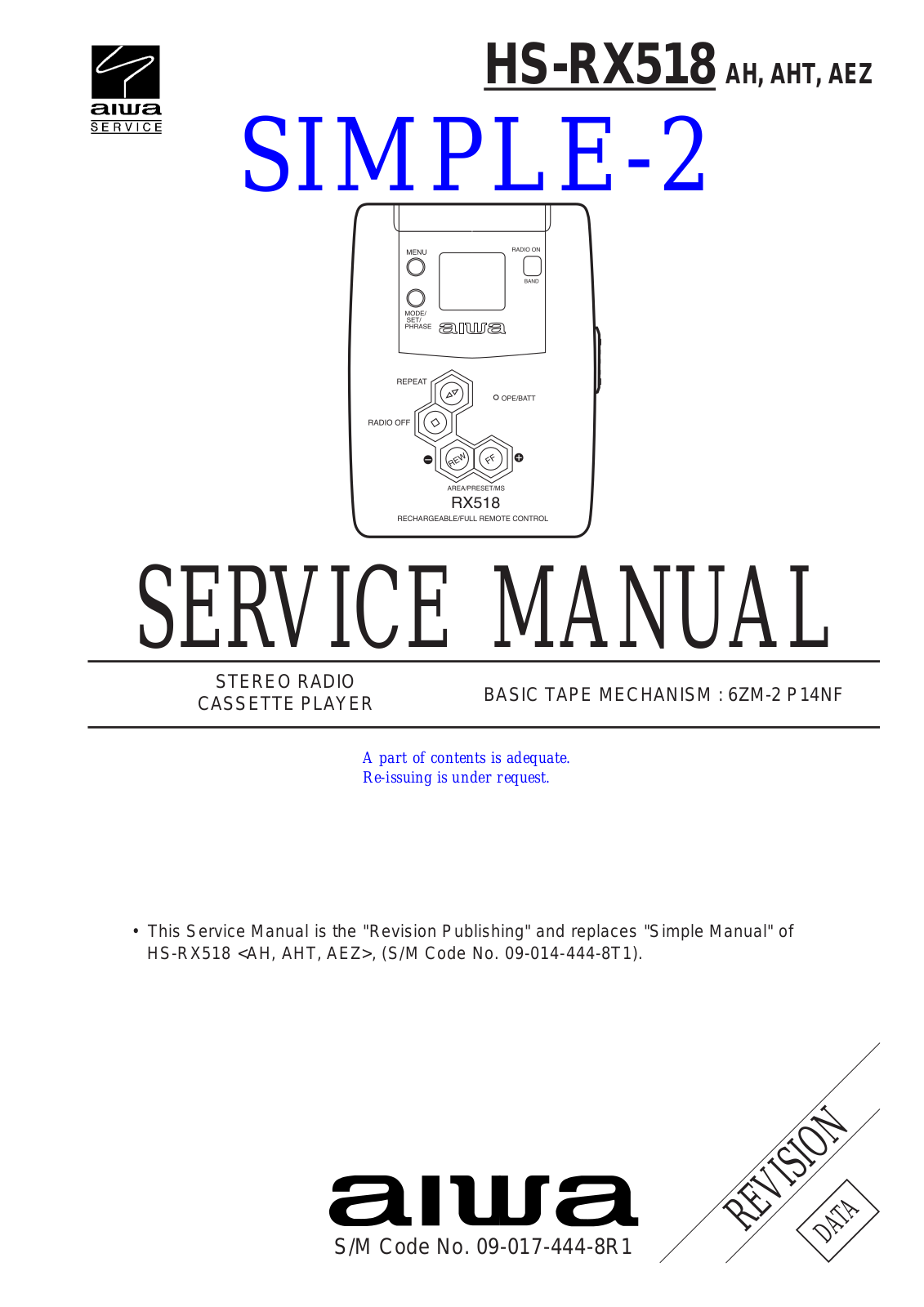 AIWA HS RX518 Service Manual